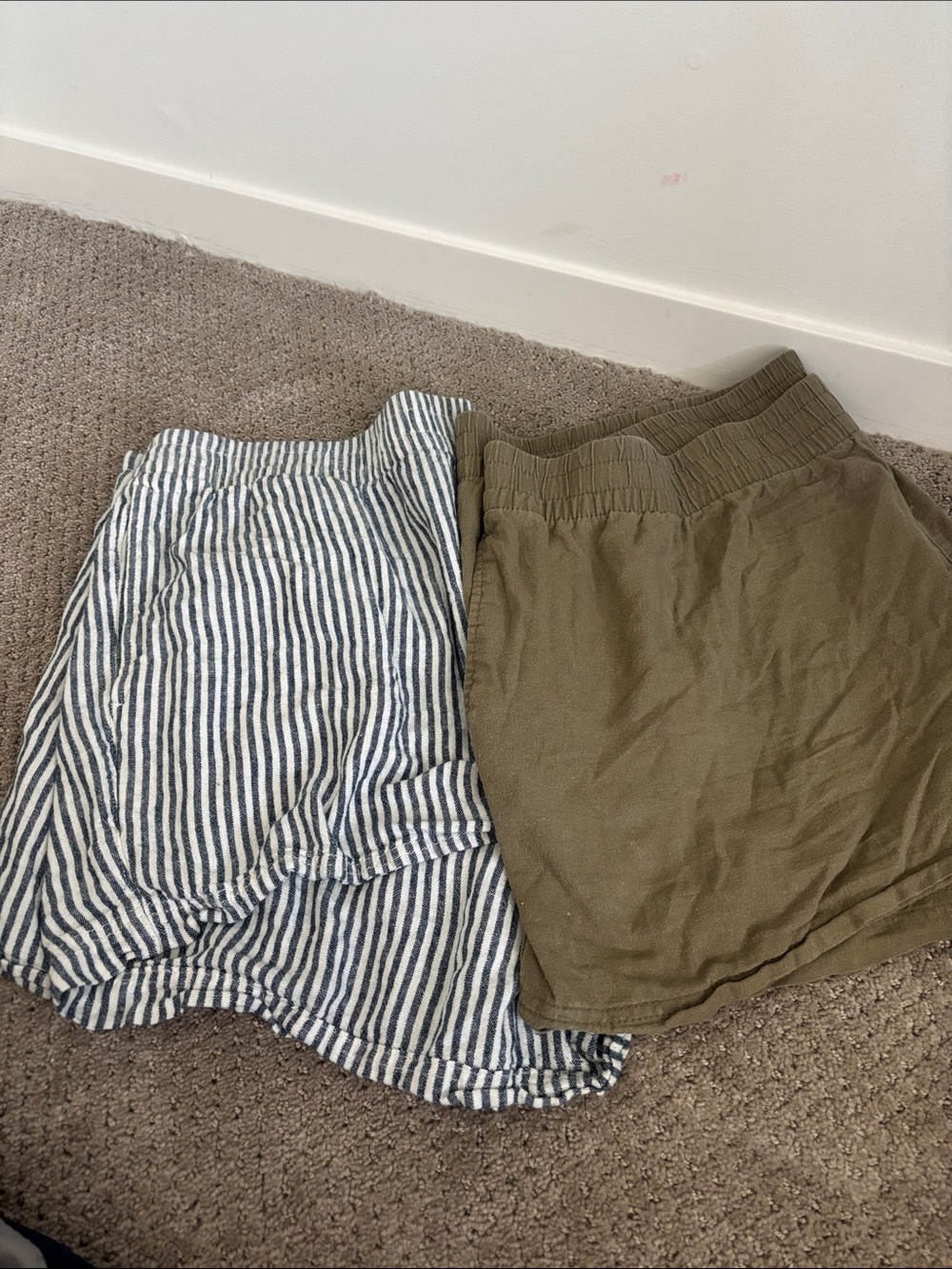 Women's 2x Olive Green Linen Blend Shorts